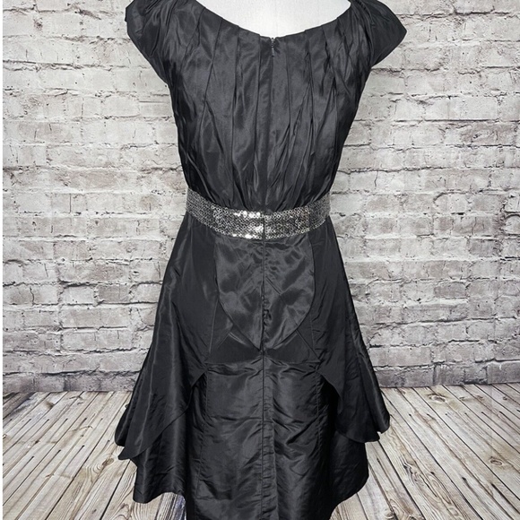 Carmen Marc Valvo Black Pleated Sequin Dress - Picture 3 of 10